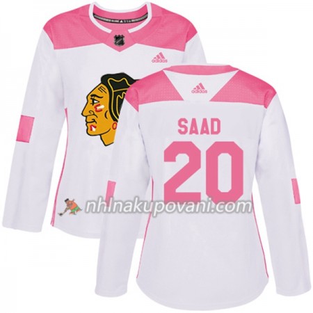 Chicago Blackhawks Dresy Brandon Saad 20 Bílá 2017-2018 Adidas Růžová Fashion Authentic - Dámské